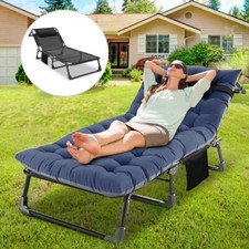 NAIZEA Adjustable 4-Position Adult Folding Camping Cot Bed W/ Mattress  Pillow