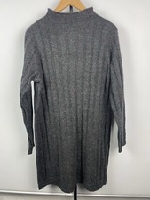 Madewell Women Grey Red Speckle Knit Mini Dress Large Ribbed Rolled Mock Neck