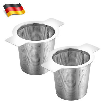 2x Edelstahl Teesieb mit Griffe Teefilter aus rostfreiem für Tasse Kanne losen
