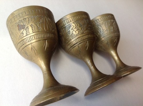 Bronze -Lot of 3 -shot glasses/cups - from -early -1900's-2 1/2" tall Vintage - Picture 7 of 7