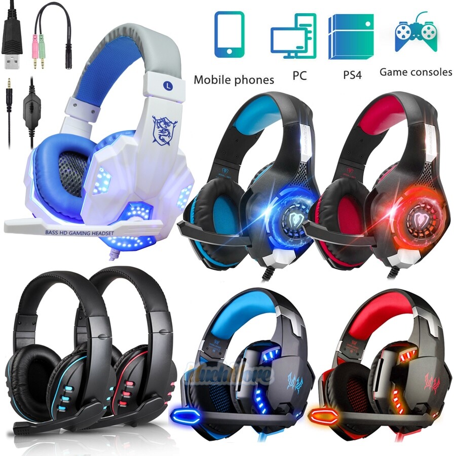 Gaming Headset Mic LED 3.5mm Headphones Stereo Surround For PS4 Xbox ONE iPad US-image
