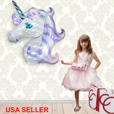 34''x46'' LASER PURPLE UNICORN HEAD FOIL BALLOON,MAGICAL BIRTHDAY PARTY DECORATION