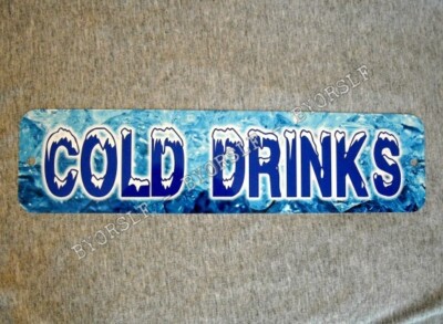 Metal Sign COLD DRINKS soda beer water soft cola pop store market tea lemonade