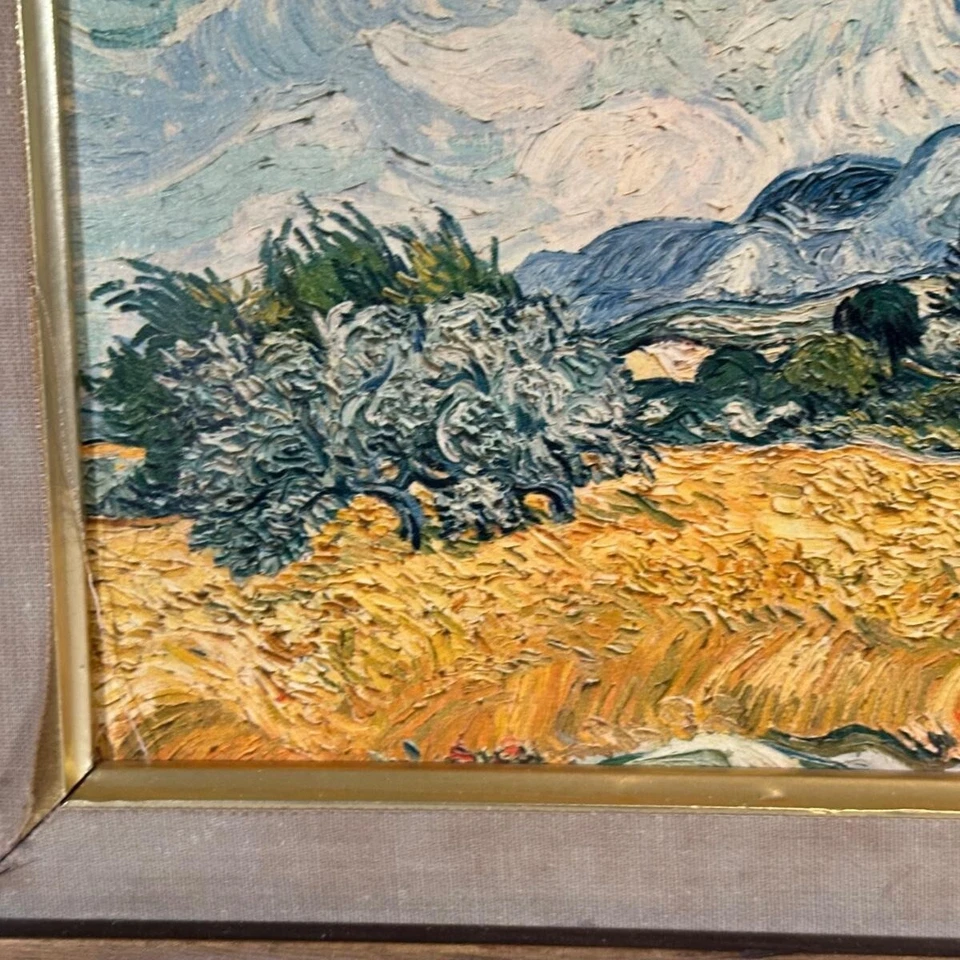 Vincent Van Gogh 1889 pintura artística 18 x 16" quadro "campo de trigo com ciprestes"  - Imagem 4 de 4