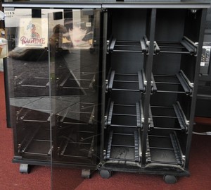 Lift Display Liftboy 160 Roll Away Cd Storage Cabinet W Glass Door