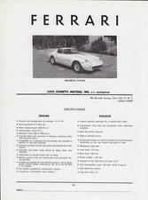 1965 Ferrari Berlinetta 275/GTB Coupe Chinetti Motors Engine Vintage Print Ad