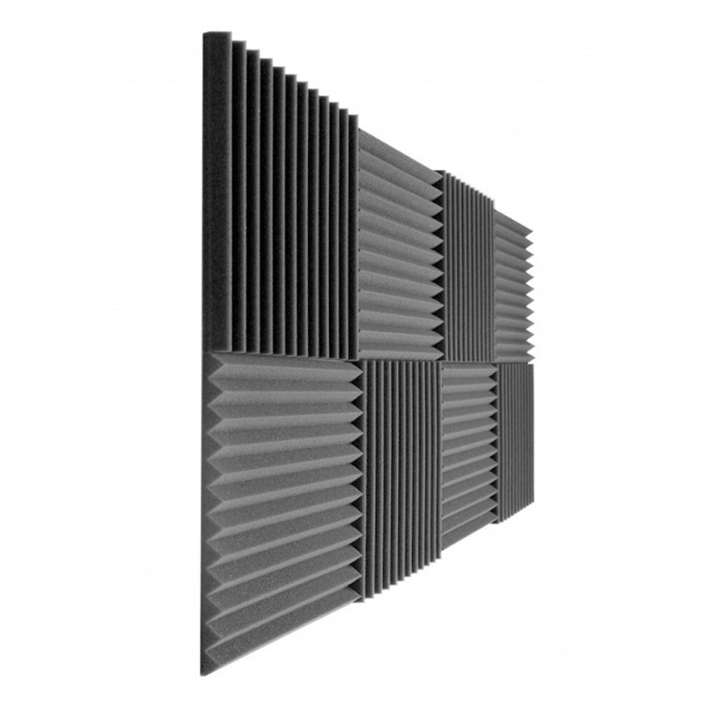 24x Black Wedge Acoustic Wall Panels Tiles Studio Sound Proofing