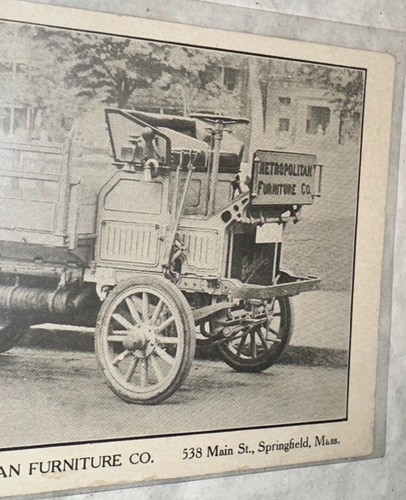 Metropolitan Furniture Co Delivery Antique Truck Postcard Rare! Springfield MA - Picture 2 of 3