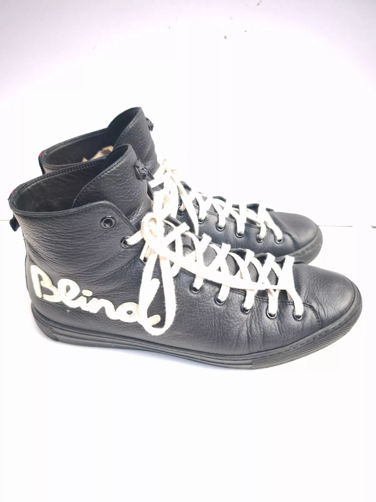 Baskets montantes GUCCI en cuir noir aveugle pour l'amour pointure 8,5