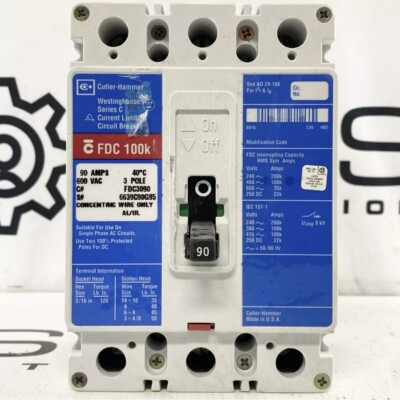 #ad Eaton Cutler Hammer FDC3090 Westinghouse 90A Current Limiting Circuit Breaker $393.50