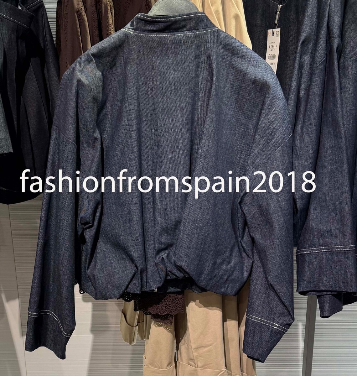 ZARA NEW WOMAN Z1975 BALLOON DENIM BOMBER JACKET BLUE XS-XL