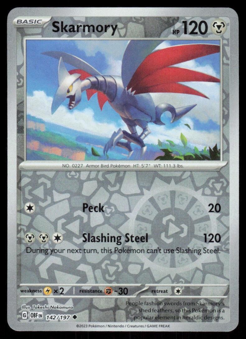 Skarmory 142/197 - Reverse Holo - Pokemon - Obsidian Flames - NM/M