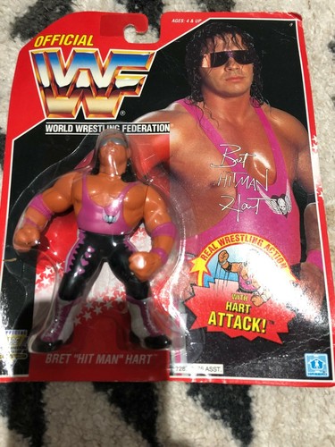 WWF WWE BRET HART HITMAN HASBRO MOC !! RED CARD SE...