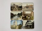 Vintage Cork Back Coasters UK Countryside Scenes Egomats Set Of 6
