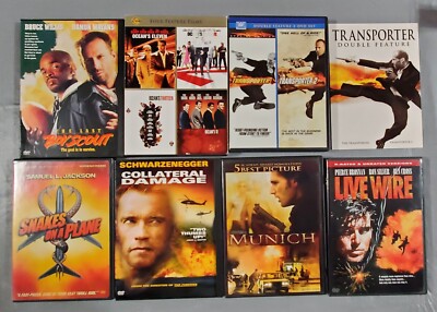 Action 7 DVD Lot, Transporter, Snakes Plane, Last Boy Scout, Ocean's Eleven r