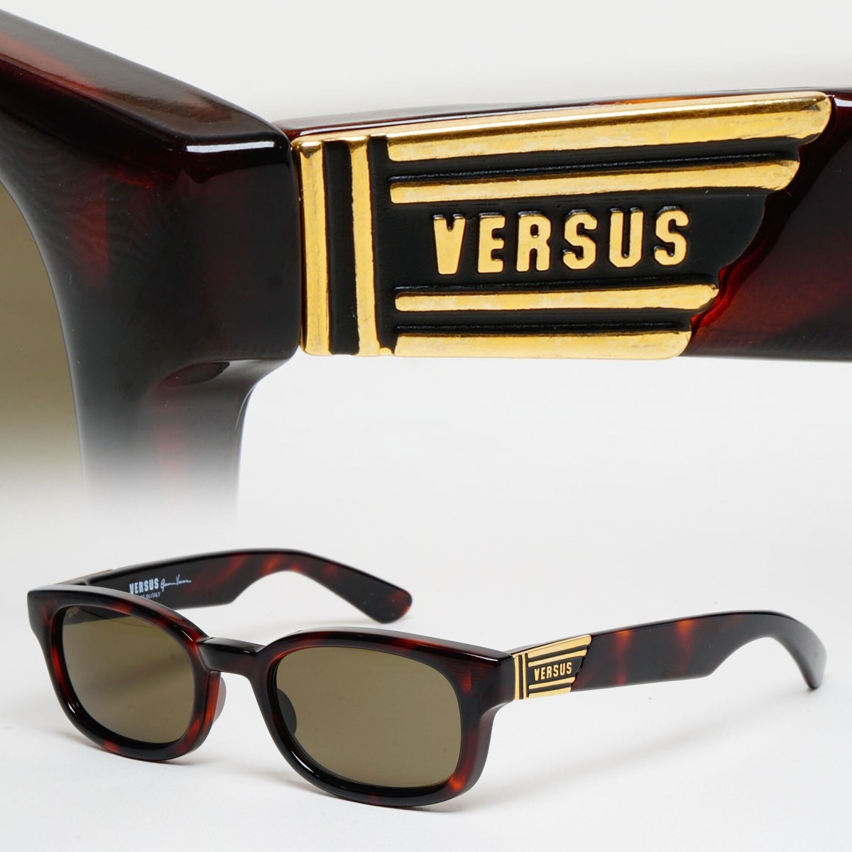 Versus Sunglasses 1996 by Gianni Versace Vintage Brown Gold MOD Versus Sunglasses 1996 by Gianni Versace Vintage Brown Gold MOD
