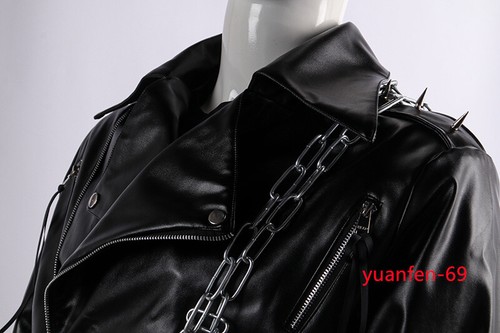 Marvel Ghost Rider Costume Men Cosplay Motorbike Jacket Coat Top Pants Outfit - Picture 9 of 13