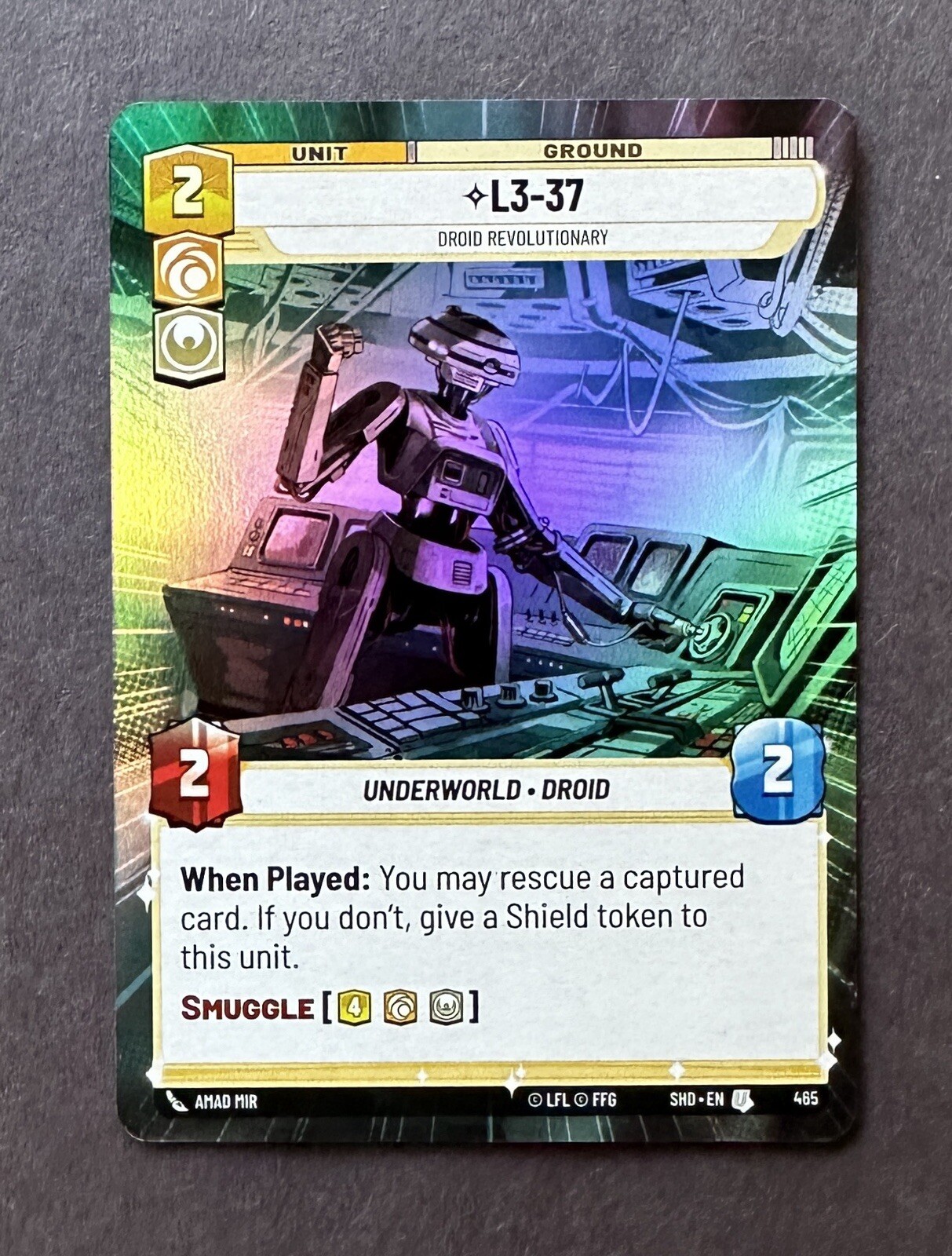 2024 Star Wars Unlimited L3-37 #465 Shadows Of The Galaxy Hyperspace Foil