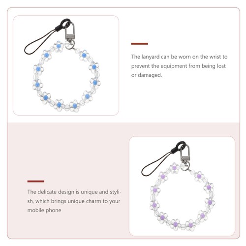 3 Pcs Crystal Bead Lanyard Flower Beaded Phone Charm Wrist Straps for Phones - Zdjęcie 12 z 12