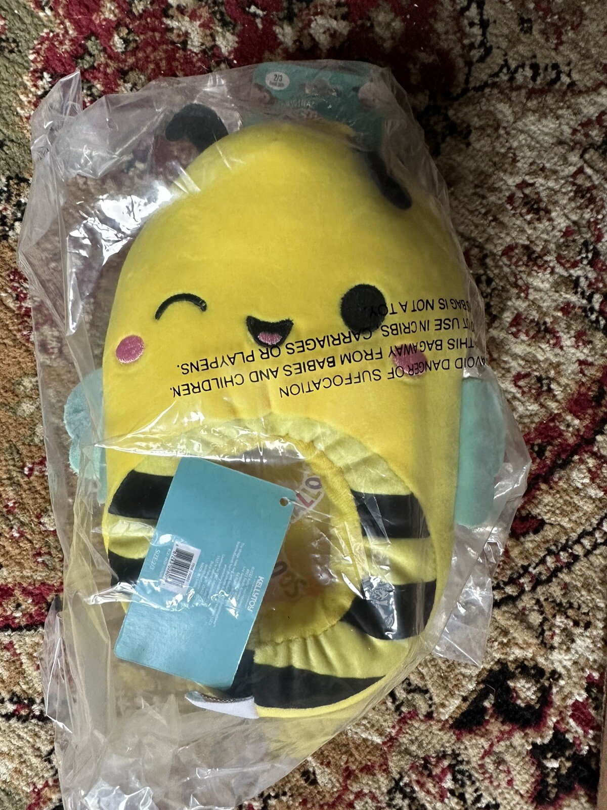 PANTOFOLA D’ORO Pantofole Squishmallow Giallo Bambino Taglia 2 3 Sunny Bee Nuove con etichette