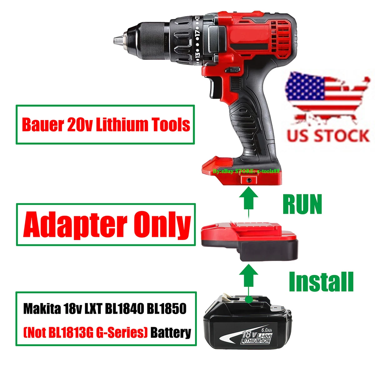 1x Adapter Fits Makita 18v LXT Li-Ion Battery To Black and Decker 20v MAX  Tools