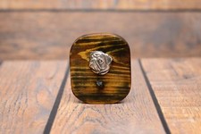 Pug type 2 - wooden wall hanger with image of a purebred dog, Art Dog USA