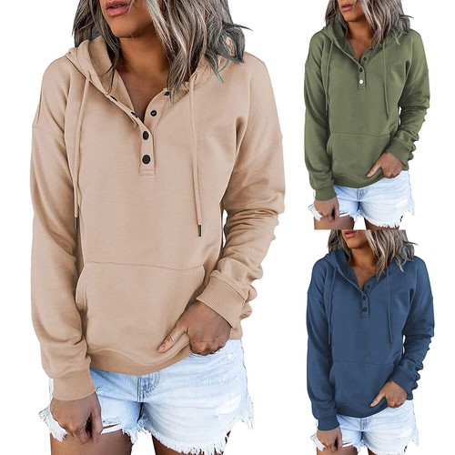 Damen-Sweatshirt Mit Kapuze Warmes Winteroberteil Pullover Bluse < - Bild 5 von 21