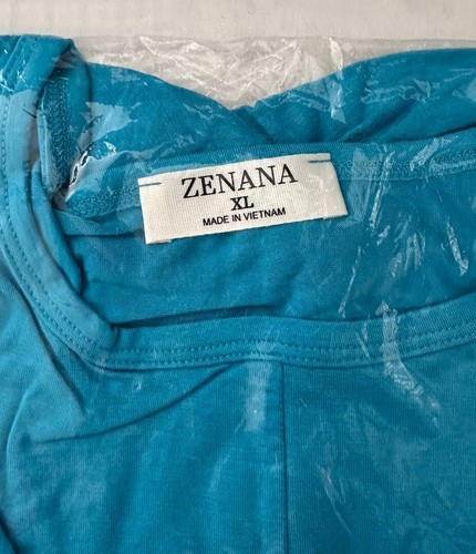NEW Zenana Twist Front Tank XL Blue Wide Strap Soft Stretch Sleeveless Crop Top - Picture 4 of 5
