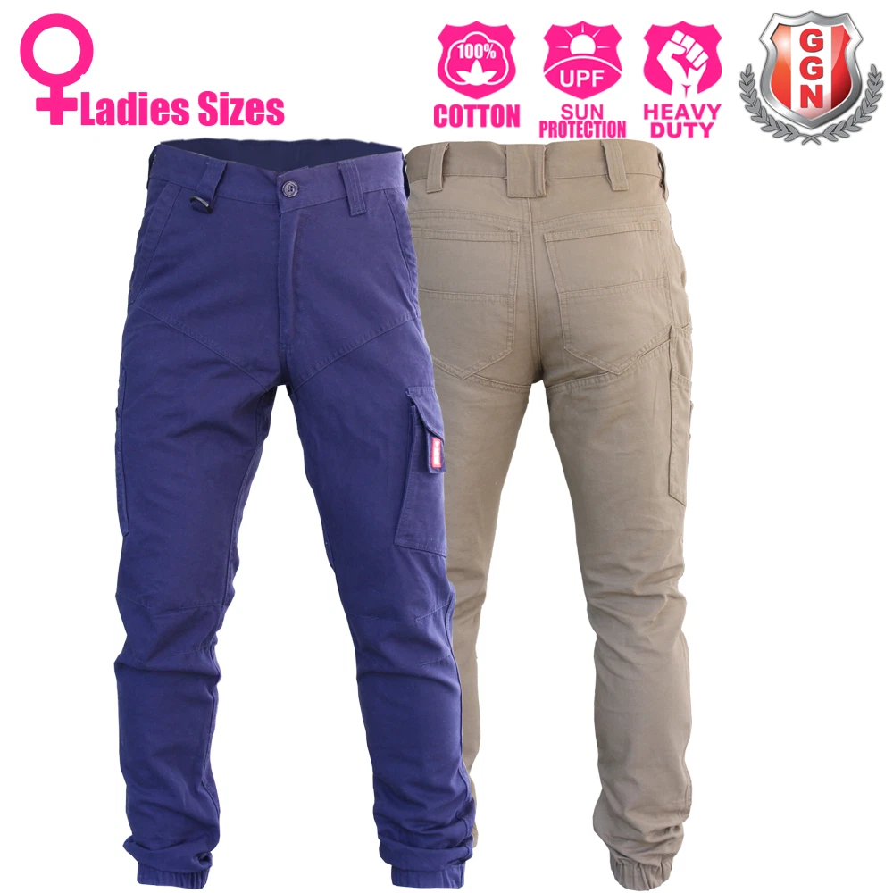 Lady Work Pants Stretch Cotton Cargo Trousers Elastic Cuff NAVY KHAKI Reflective
Opens in a new wind
