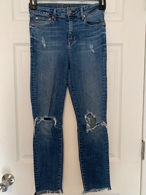 High Raise Skinny 27 Distressed Ripped Jeans Aritzia Paradise Mine