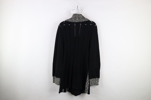 Vtg 90s Gothic Lagenlook Womens Large Flared Big Button Knit Cardigan Sweater - Bild 8 von 10