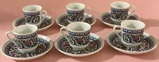 Güral Porselen Turkish Coffee Cups with Saucers Set of 6