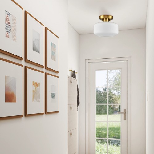 Modern Farmhouse Semi Flush Mount Ceiling Light Gold Hallway Light Fixture - Picture 4 of 7