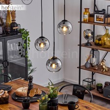 Wohn Schlaf Ess Zimmer Kugellampe chromfarben schwarz Hänge Lampe Pendel Leuchte
