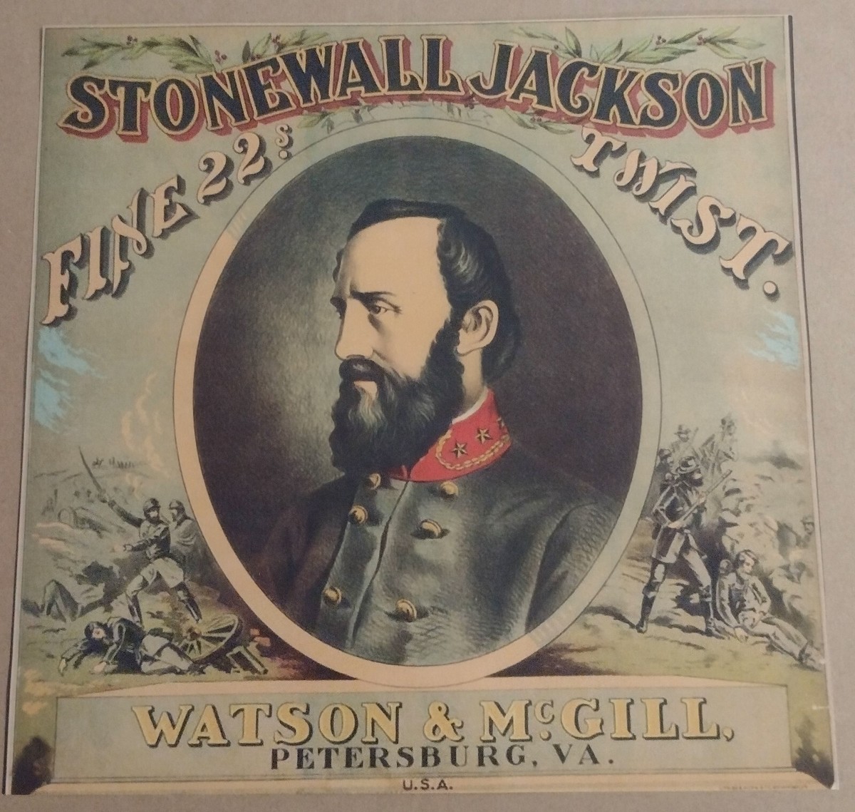 stonewall tobacco where to buy Stonewall Jackson Fine 22 Twist Tobacco Label Watson & McGill  Reproduction