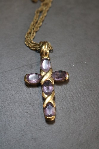 VINTAGE COSTUME JEWELRY NECKLACE LOT OF 5 CROSSES RELIGION - Picture 5 of 8