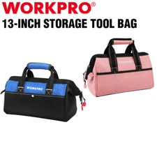 WORKPRO 13-Inch Tool Bag Wide Mouth Tool Tote Bag Tool Storage Bag Blue/Pink NEW