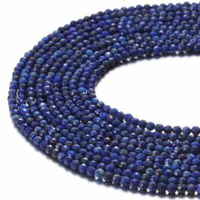 Lapis Lazuli Faceted Round Beads Size 2mm 3mm 4mm 5mm 15.5'' Strand