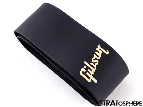 Gibson Black Leather GUITAR STRAP for Mary Ford Les Paul Standard Gold Logo