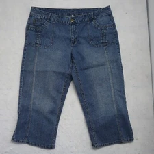 Gitano Cropped Jeans Women Size 24W Blue Denim Ramie Stretch High-Rise 5 Pockets