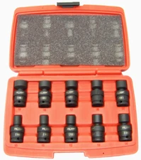 10pc 3/8" Drive Universal Impact Socket Swivel Shallow  Set cr Molybdenum Metric