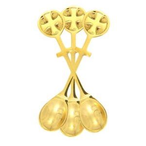Brass Incense Spoons with Maltese Cross Design and High Polish - Lot of 3