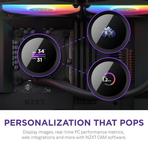 NZXT Kraken 240 RGB Schwarz All In One 240mm Intel/AMD CPU Wasserkühler LCD Display - Bild 8 von 8