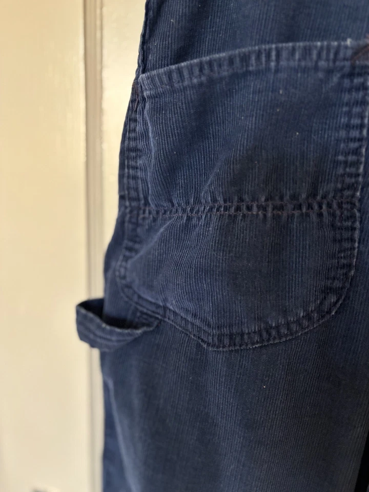 Mono vintage años 70 LEE pana carpintero BIB 30x30 hecho en unión ropa de trabajo azul marino Foto 4 de 4