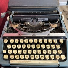 BROTHER Industries LTD Vintage Typewriter Blue  Japan w/ Case thumbnail