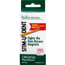 Stim-u-dent Plaque Removers 8 Packs of 25 Picks/pack 200 Picks - Mint Flavor