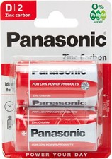 6 X PANASONIC DR20 ZINC CARBON HOUSEHOLD BATTERIES D2