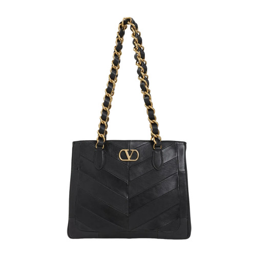 VALENTINO GARAVANI Small Black Leather Tote Bag New & Authentic