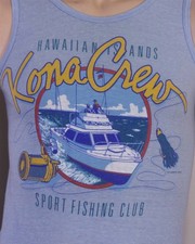 vintage 80s single stitch Hawaii Kona Crew Sport Fishing Club T-Shirt Tank Top M