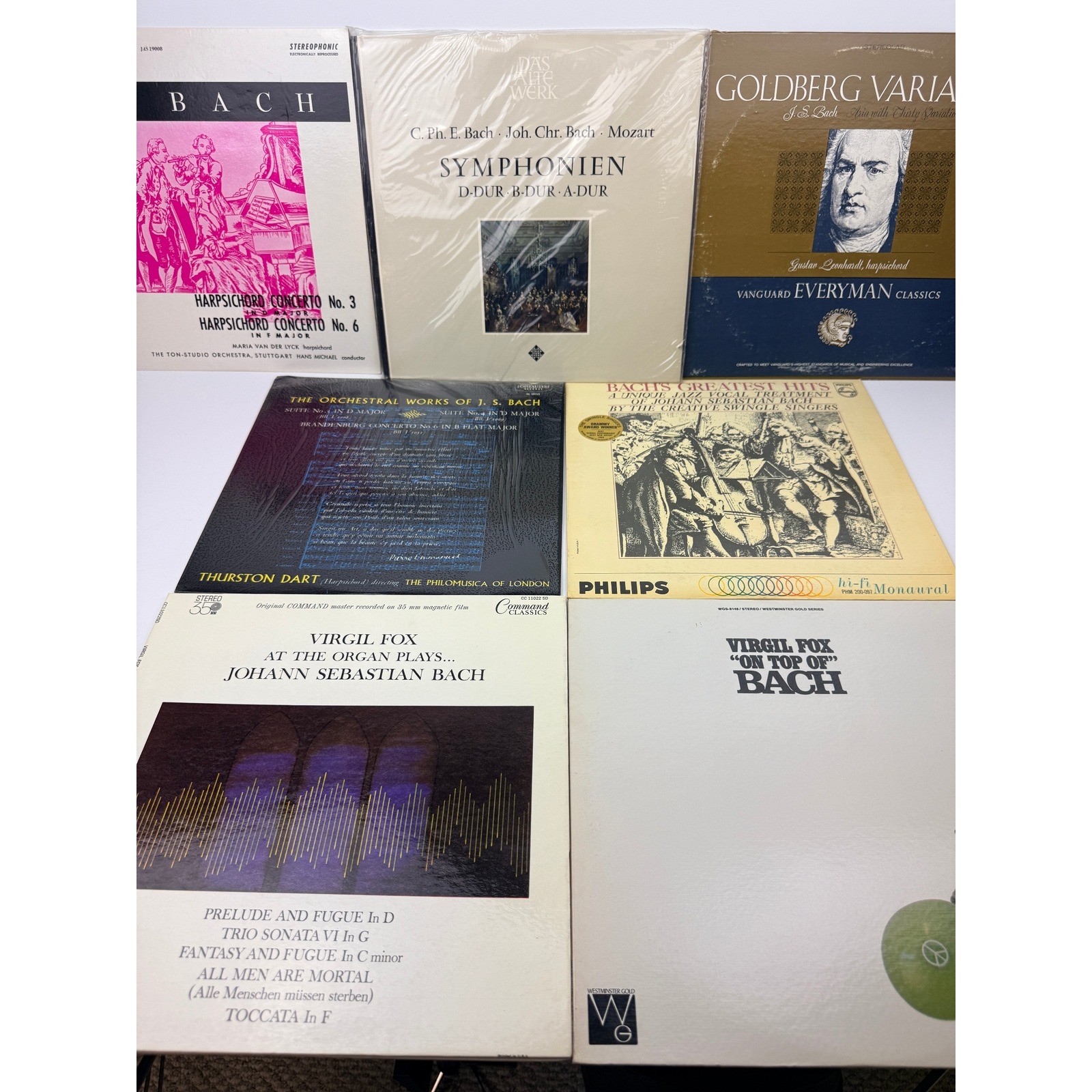 Johann Sebastian Bach Classical Vinyl Record Lot Virgil Fox Swingle Singers 7 LP